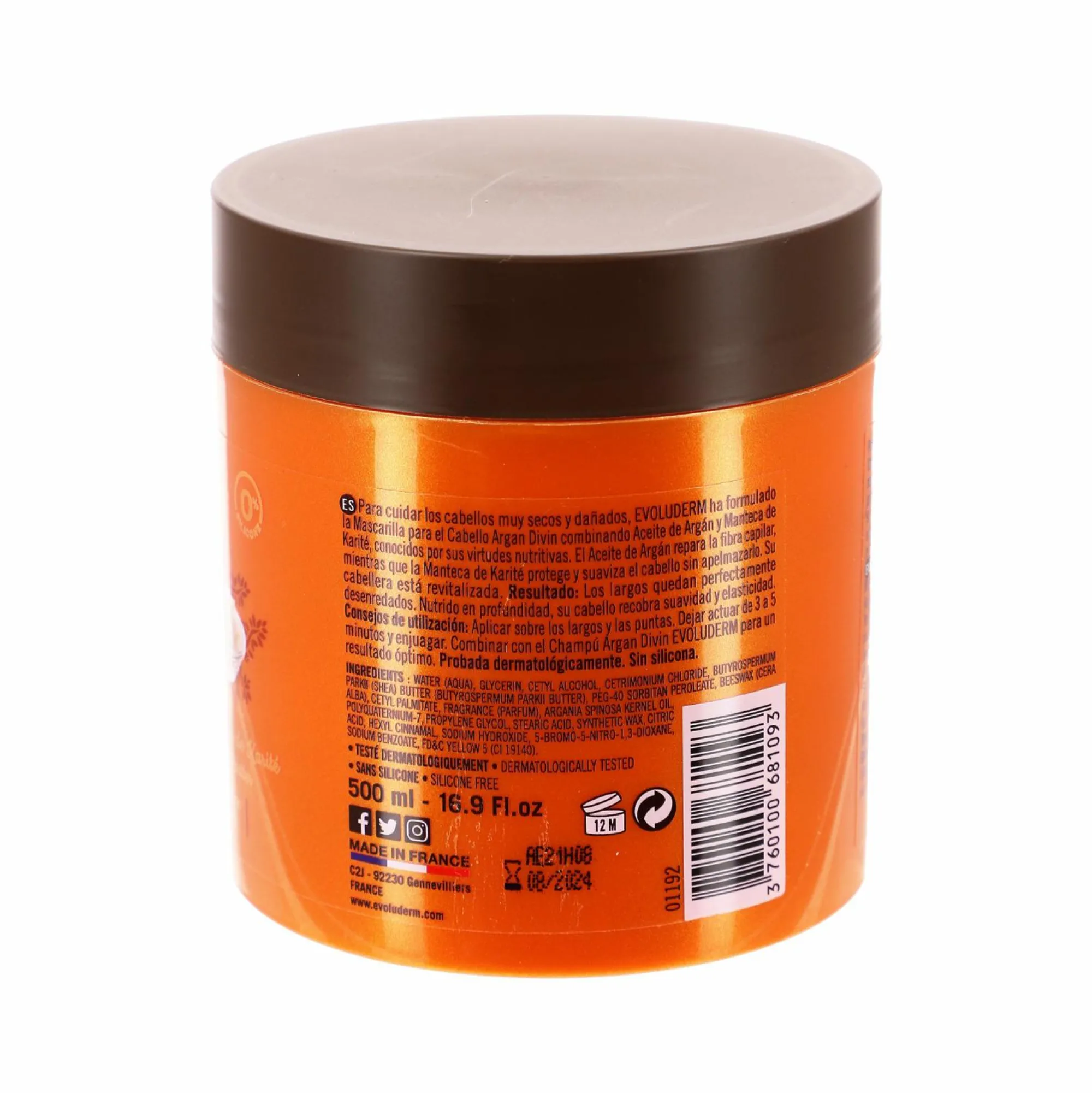 Cheveux|EVOLUDERM Masque pour cheveux argan divin