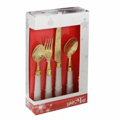 Vaisselle Et Service|Stokomani Ménagère 24 pcs motifs Noël or
