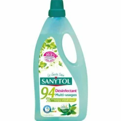 Produits Ménagers|SANYTOL Nettoyant désinfectant sols et surface 94% végétal eucalyptus et menthe