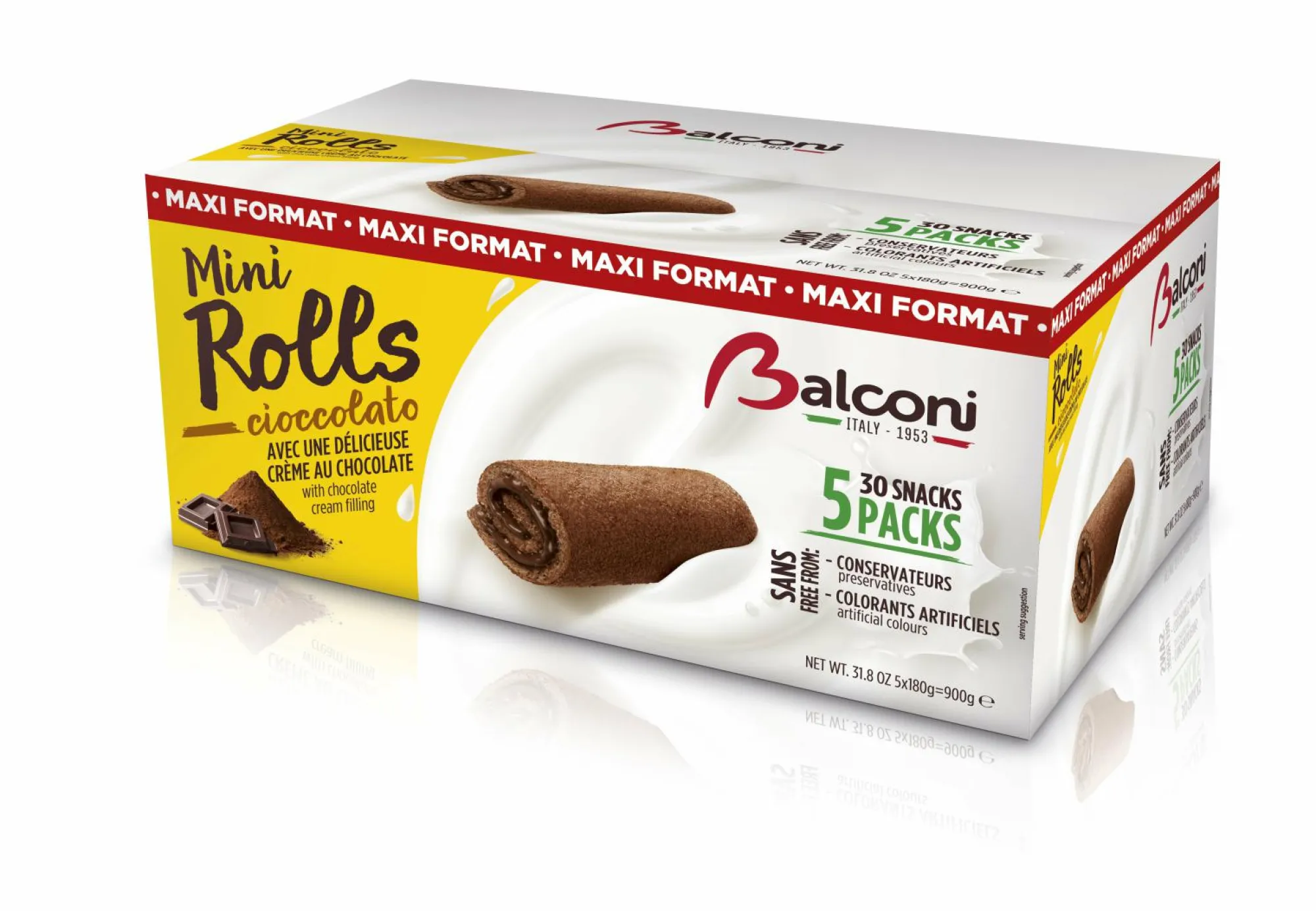 Épicerie Sucrée|BALCONI Pack de 5x6 mini roulés génoises chocolat