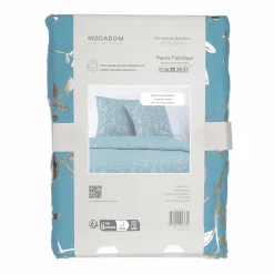 Linge De Chambre|Stokomani Parure housse de couette 260x220 cm + 2 taies d'oreillers microfibre imprimée métal