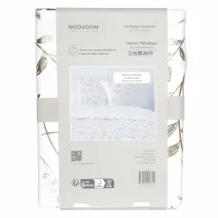 Linge De Chambre|Stokomani Parure housse de couette 260x220 cm + 2 taies d'oreillers microfibre imprimée métal