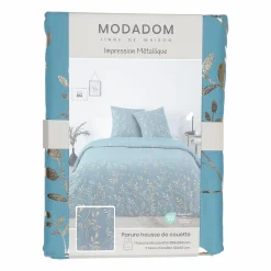 Linge De Chambre|Stokomani Parure housse de couette 240x220 cm + 2 taies d'oreillers microfibre imprimée métal