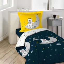 Linge De Chambre|Stokomani Parure housse de couette Petit Astronaute 140x200cm