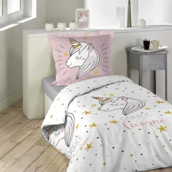 Linge De Chambre|Stokomani Parure housse de couette Licorne 140x200cm
