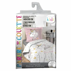 Linge De Chambre|Stokomani Parure housse de couette Licorne 140x200cm