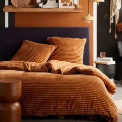 Linge De Chambre|Stokomani Parure housse de couette de flanelle + 2 taies d'oreillers caramel
