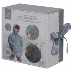 Plaids|HOME DECO FACTORY Plaid enfant sweat à capuche étoiles phosphorescentes gris