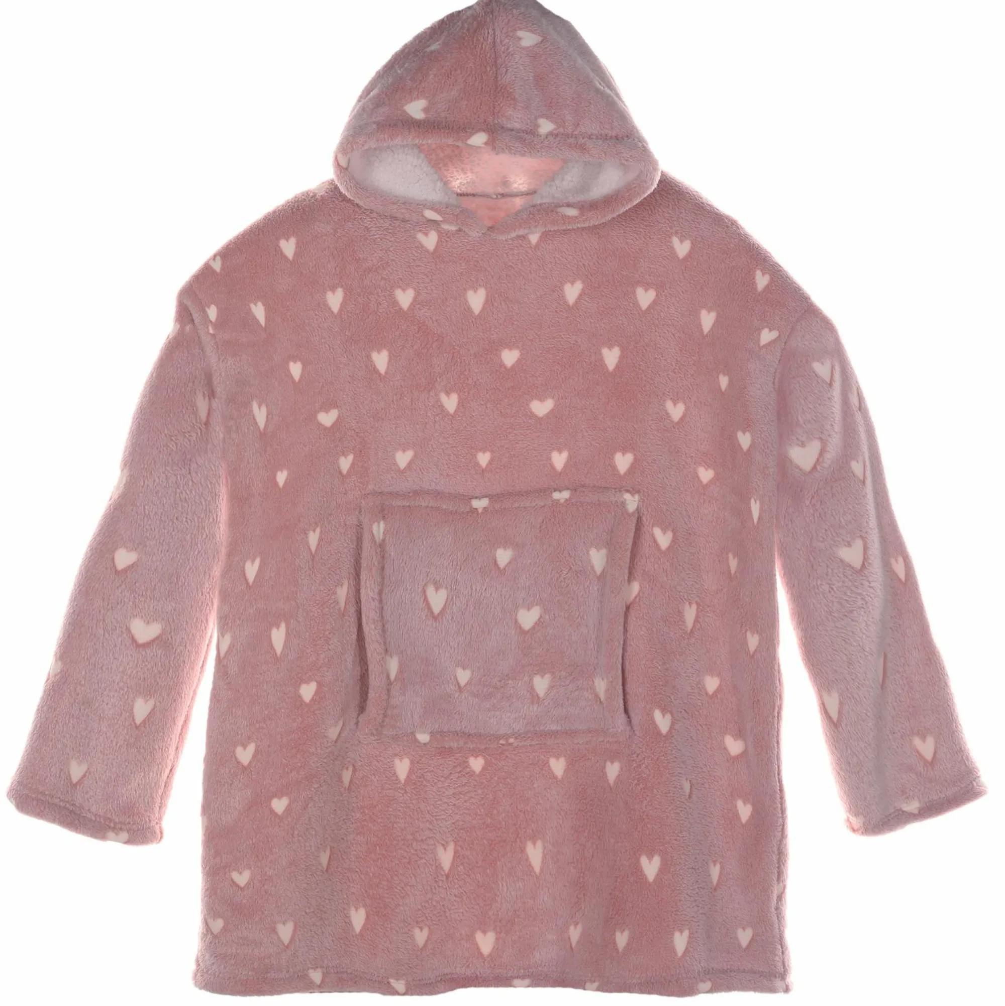Plaids|HOME DECO FACTORY Plaid enfant sweat à capuche étoiles phosphorescentes rose