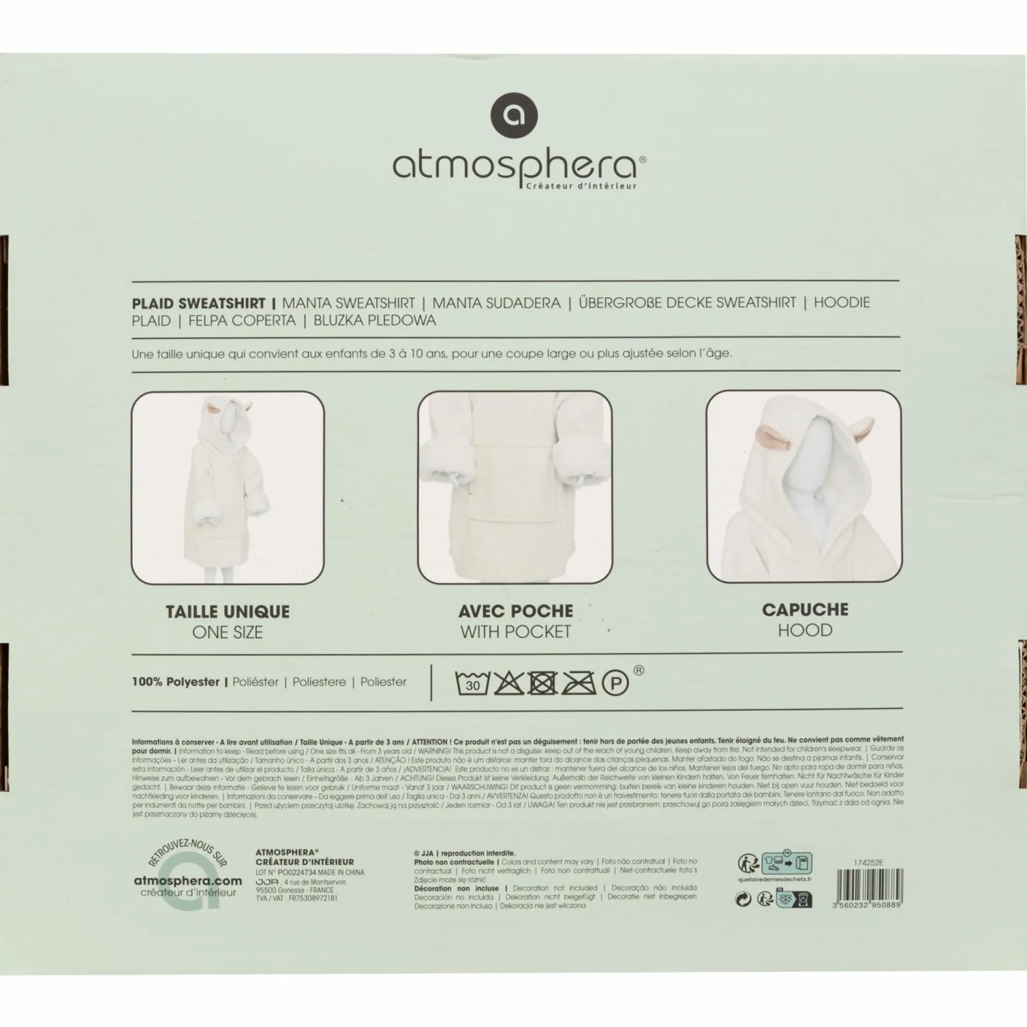 Plaids|ATMOSPHERA FOR KIDS Plaid sweat à capuche mouton