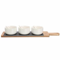 Vaisselle Et Service|DECLIC HOME Planche de présentation en bois et ardoise + 3 bols