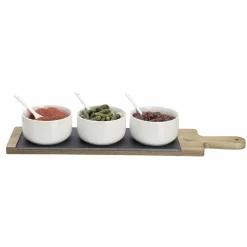 Vaisselle Et Service|DECLIC HOME Planche de présentation en bois et ardoise + 3 bols