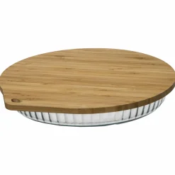 Cuisson Et Ustensiles|FIVE Plat à tarte en verre 27 cm avec couvercle en bambou