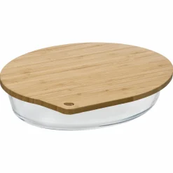 Cuisson Et Ustensiles|FIVE Plat ovale en verre avec couvercle en bambou