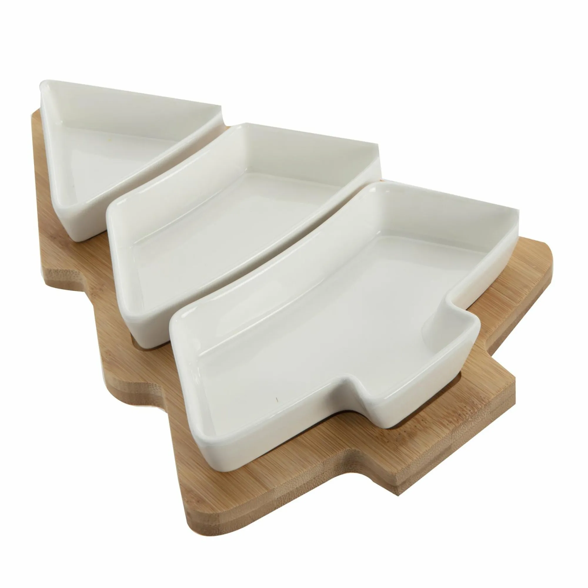 Vaisselle Et Service|DECLIC HOME PLATEAU EN BOIS FORME SAPIN 3 COUPELLES - DÉCLIC HOME