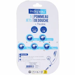 Salle De Bain Et Wc|INDIG EAU Pomme de douche 5 jets + flexible