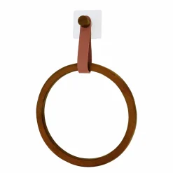Salle De Bain Et Wc|Stokomani Porte serviette rond en bambou et lanière en cuir terracotta