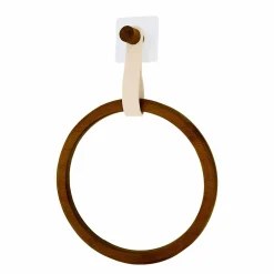 Salle De Bain Et Wc|Stokomani Porte serviette rond en bambou et lanière en simili cuir beige