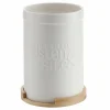 Conservation Et Rangement|FIVE Pot à ustensiles couvercle bambou Natureo en céramique blanche