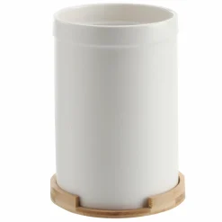 Conservation Et Rangement|FIVE Pot à ustensiles couvercle bambou Natureo en céramique blanche