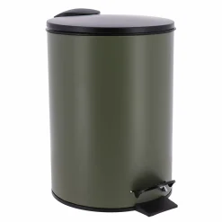 Salle De Bain Et Wc|Stokomani Poubelle en métal kaki et noir 3L