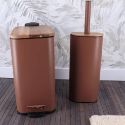 Salle De Bain Et Wc|Stokomani Poubelle en métal terracotta 5L