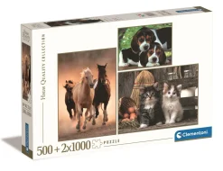 Jouet|Jeux De Société|CLEMENTONI Puzzle adulte animaux 1x500 + 2x1000
