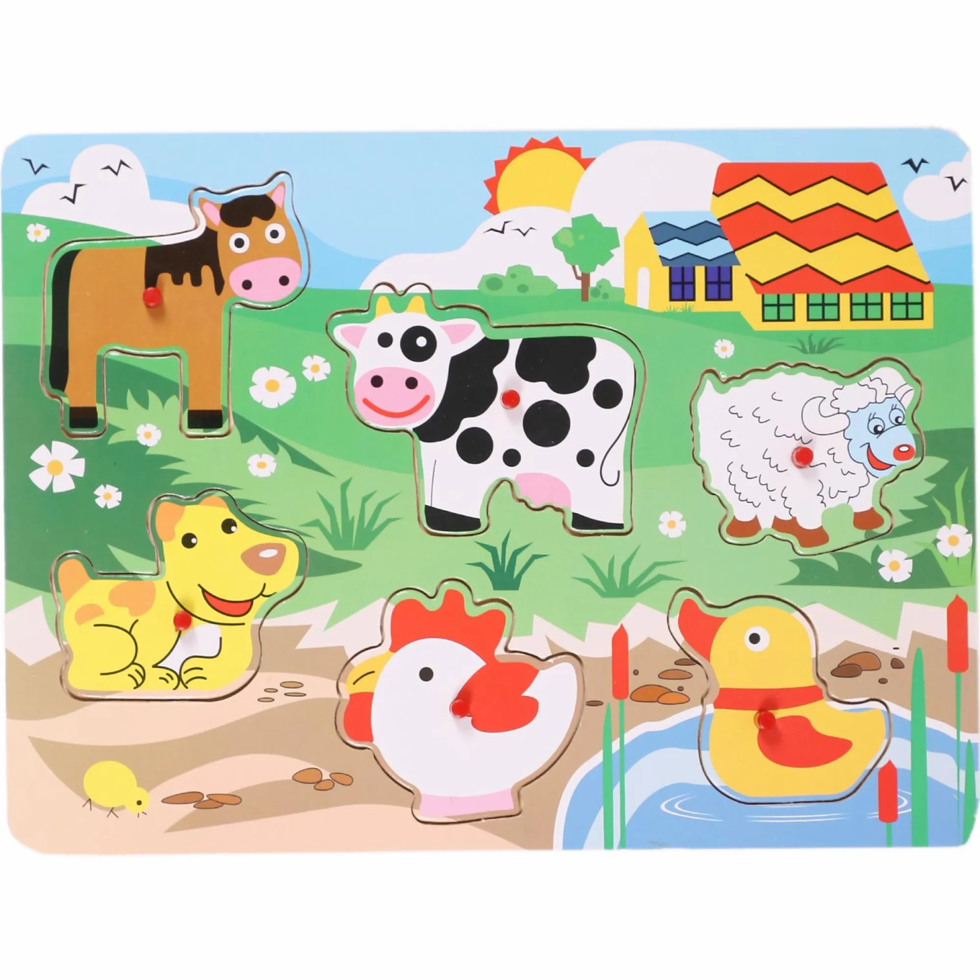 Jouet|De 0 À 24 Mois|SMALI Puzzle en bois animaux