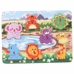 Jouet|De 0 À 24 Mois|SMALI Puzzle en bois animaux