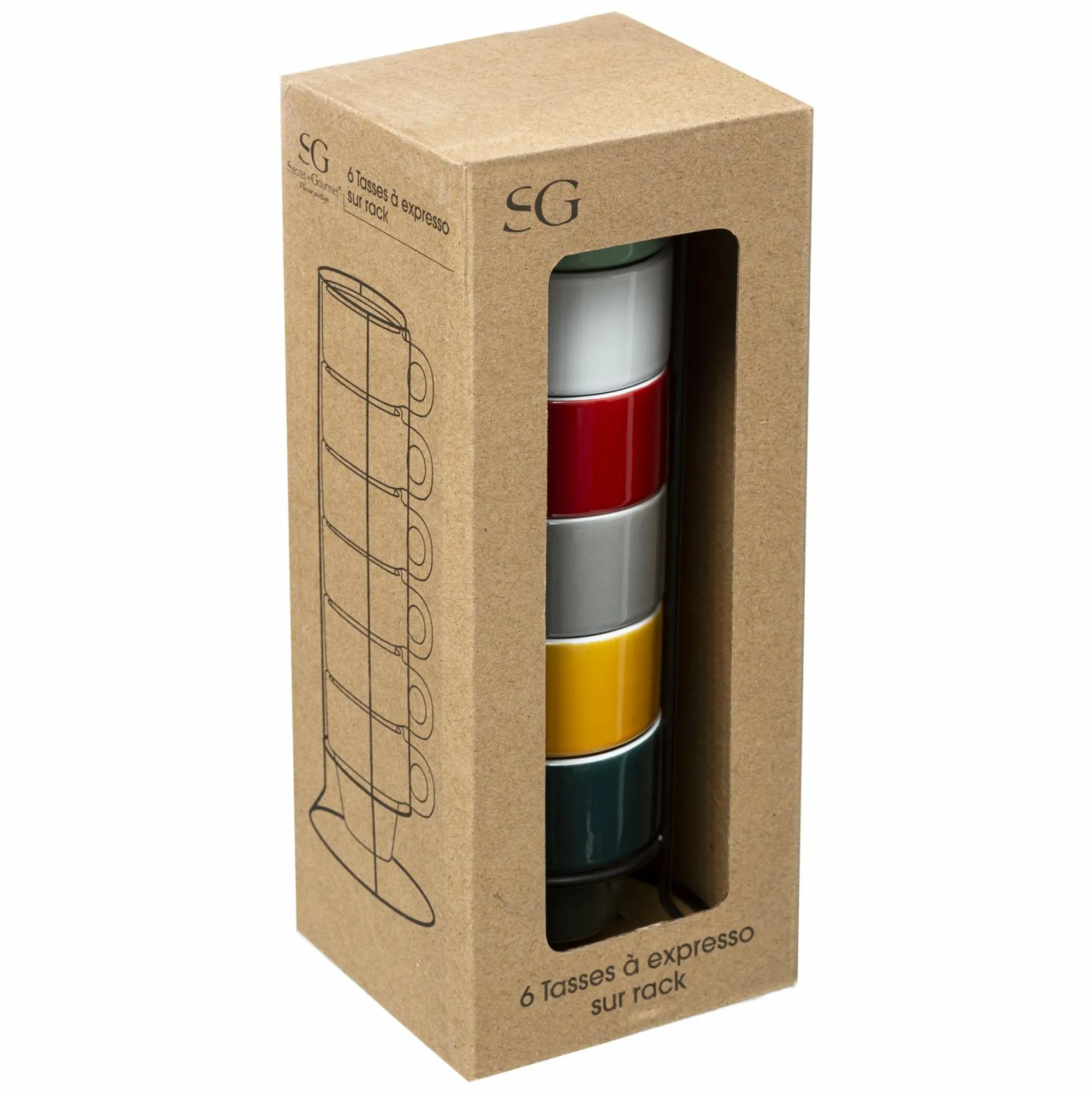Vaisselle Et Service|SECRET DE GOURMET Rack 6 tasses colorama 5cl