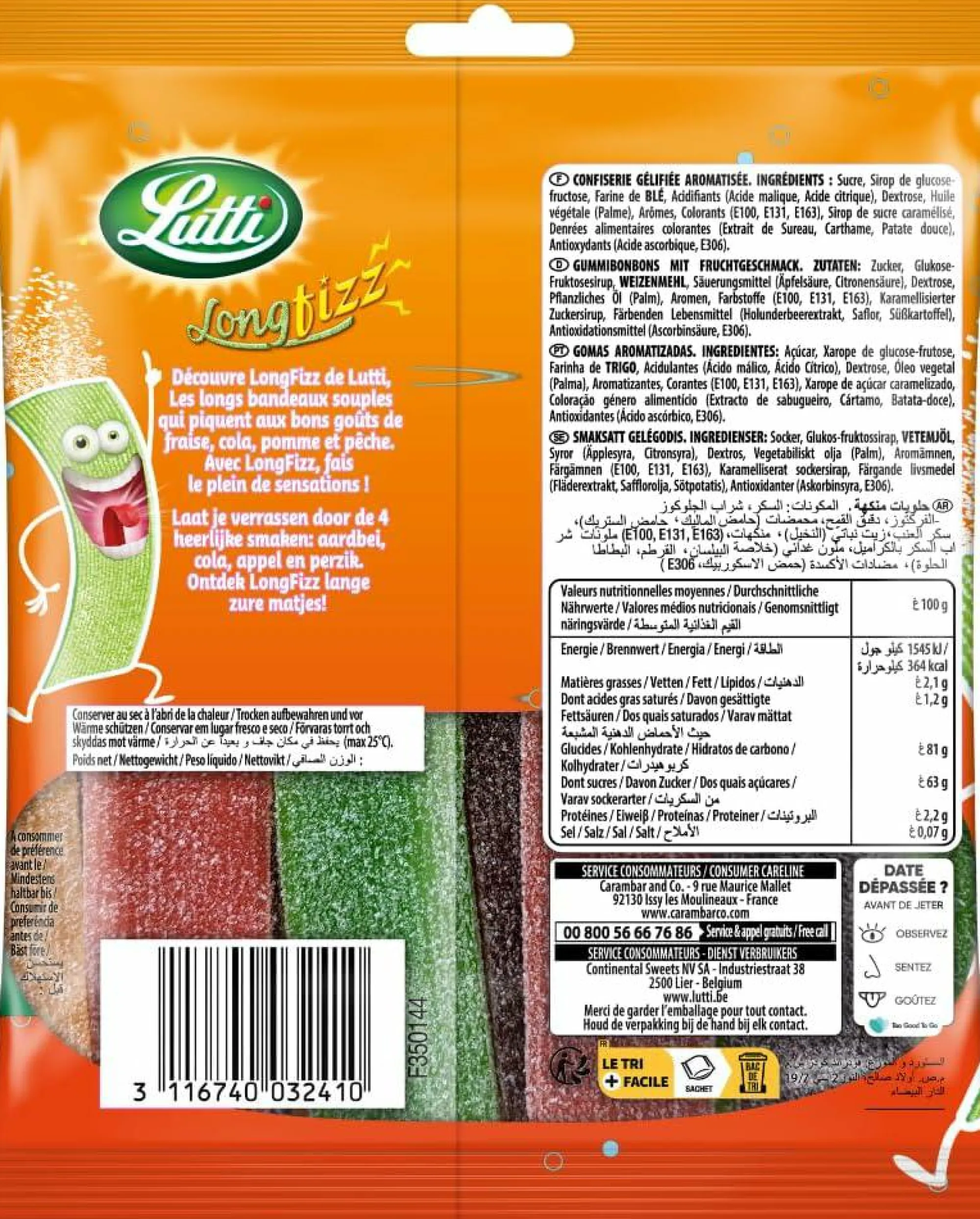 Épicerie Sucrée|LUTTI Sachet de bonbons acidulés long fizz