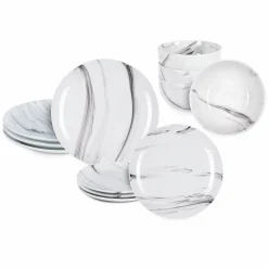 Vaisselle Et Service|COOK KEEN Service d'assiettes et bols céramique effet marbre 12pcs