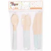 Vaisselle Jetable|Pique-Nique Et Camping|Stokomani Set de 18 couverts en bois bleu