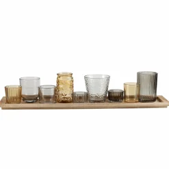 Bougies|DECLIC HOME Set de 9 photophores + plateau