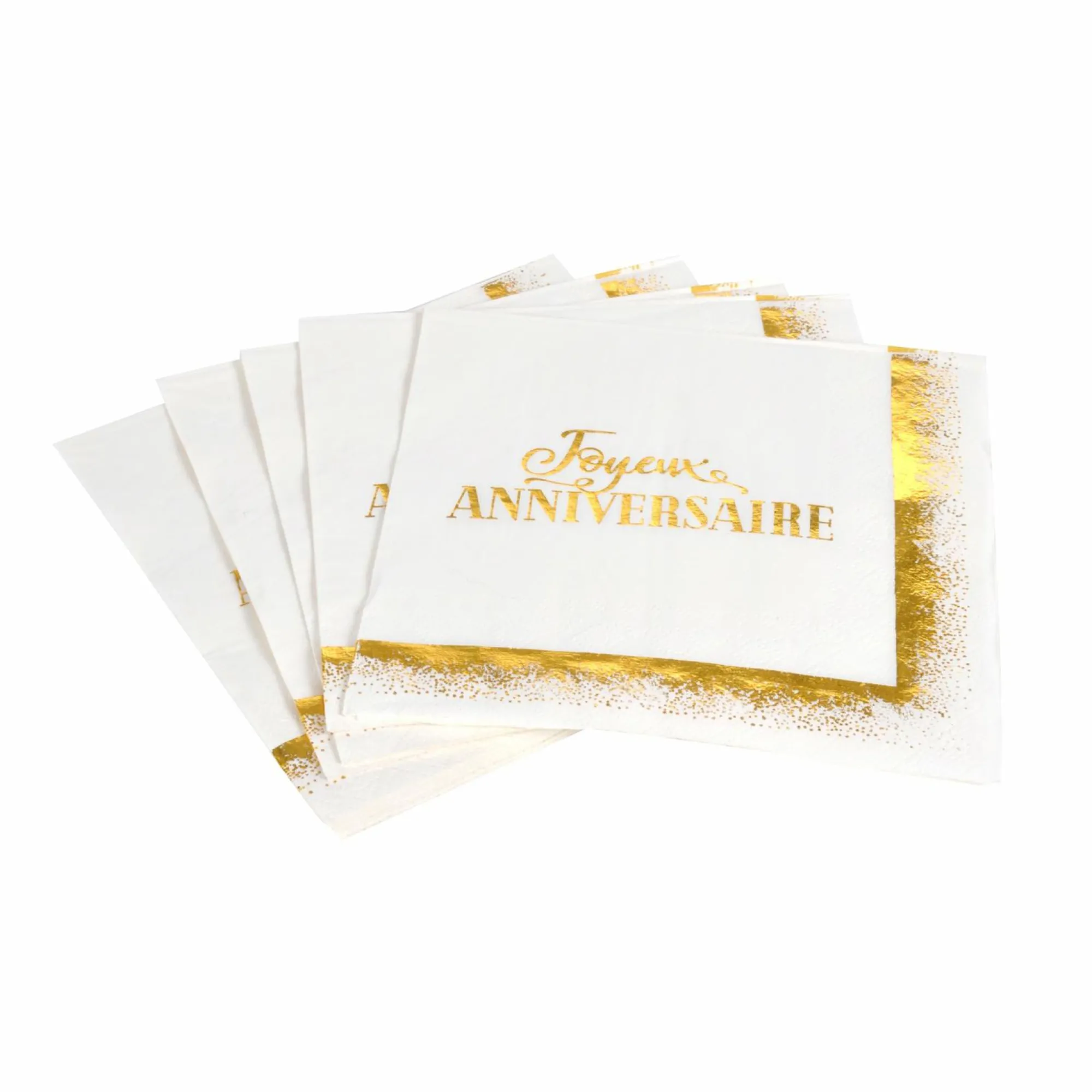 Vaisselle Jetable|Pique-Nique Et Camping|Stokomani Set de 20 serviettes en papier gold "Joyeux Anniversaire"