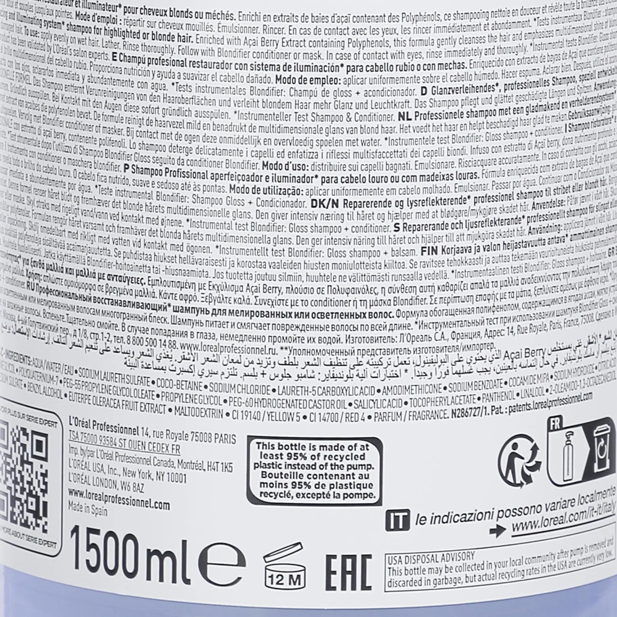 Cheveux|Stokomani Shampoing blondifier gloss serie expert avec pompe Grand format