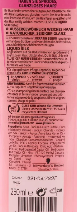 Cheveux|GLISS Shampoing brillance soie liquide