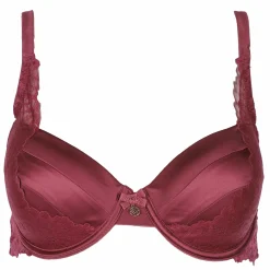 Lingerie Et Vêtements De Nuit|LA CITY Soutien-gorge dentelle et satin cassis Rouge