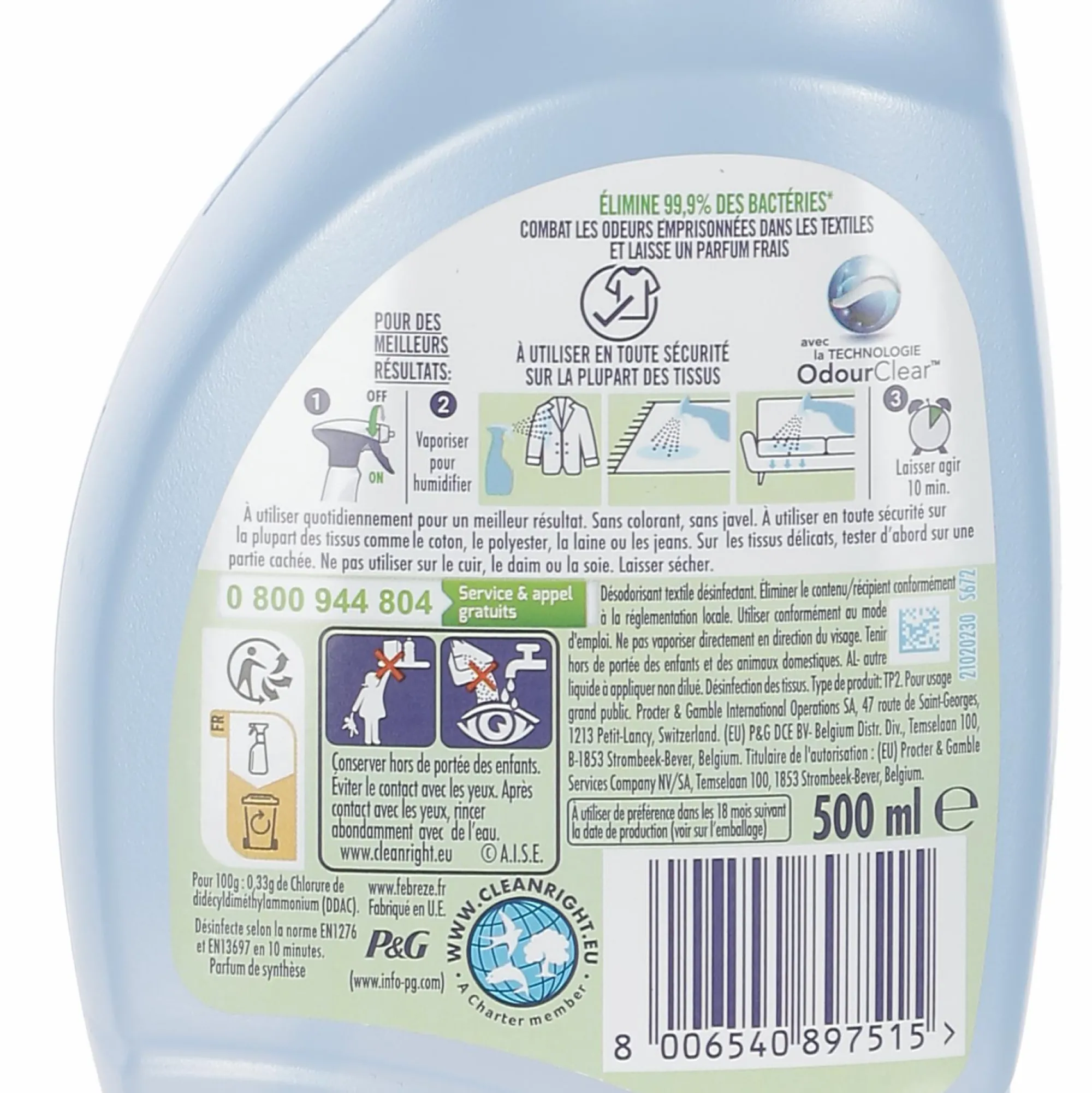 Produits Ménagers|FEBREZE Spray désodorisant désinfectant textile fraîcheur matinale