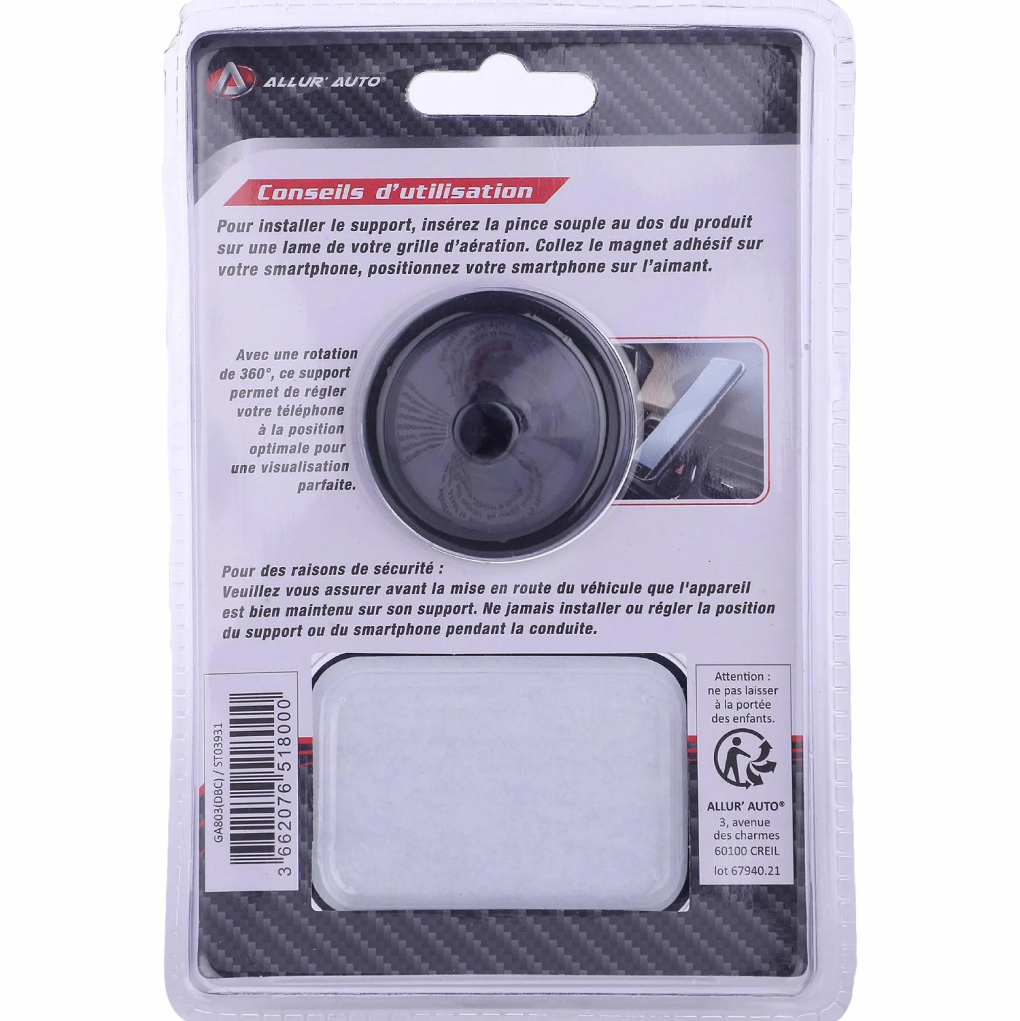 Accessoires Automobiles|ALLUR'AUTO Support téléphone aimanté pour voiture