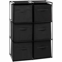Mobilier|Rangement|FIVE Étagère 6 cases + 6 boites de rangement noires
