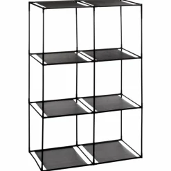 Mobilier|Rangement|FIVE Étagère 6 cases + 6 boites de rangement noires