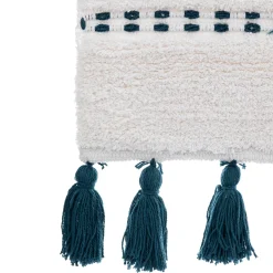 Linge De Bain|Salle De Bain Et Wc|FIVE Tapis de salle de bain pompons bleu pétrole