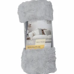 Tapis Et Coussins|Stokomani Tapis en fausse fourrure 170x120cm Gris