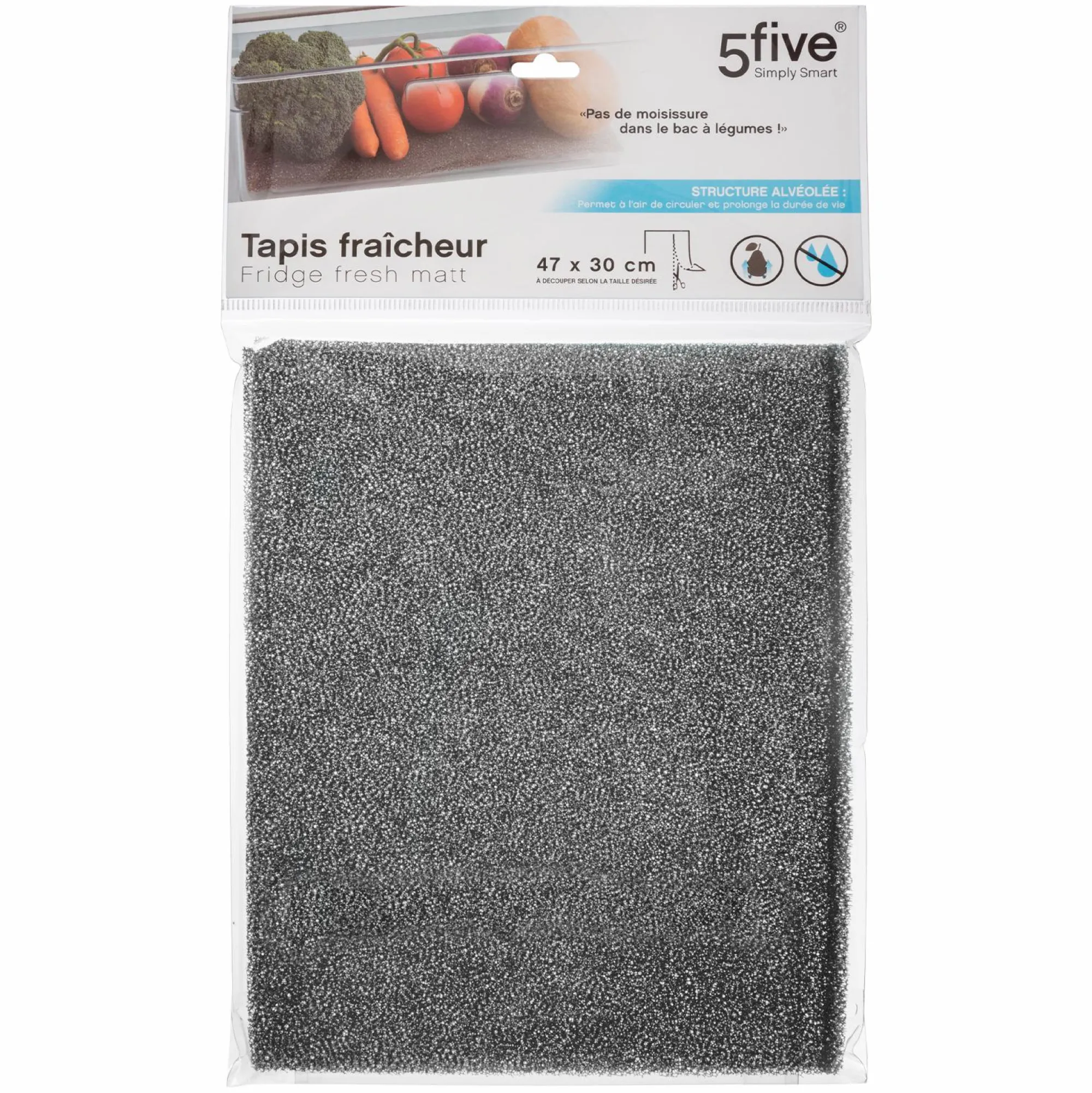 Conservation Et Rangement|FIVE Tapis fraîcheur frigo gris