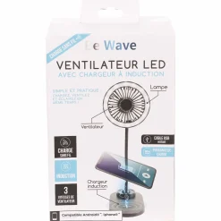 Hightech Et Multimédia|Stokomani Ventilateur Led 2 en 1 chargeur à induction
